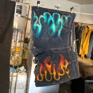 Old Navy Blue Jean Shorts with Flame Design